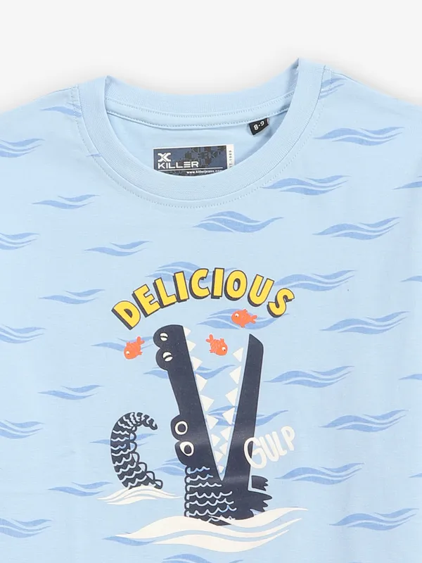 KILLER blue printed cotton t-shirt