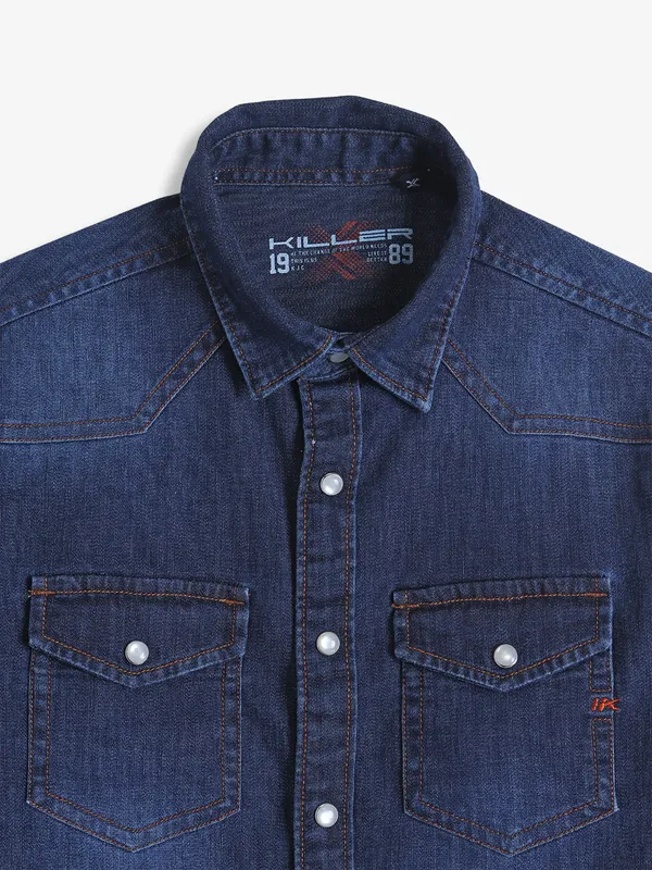 KILLER BOYS dark blue washed denim shirt