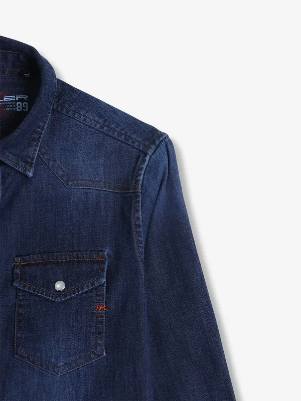 KILLER BOYS dark blue washed denim shirt