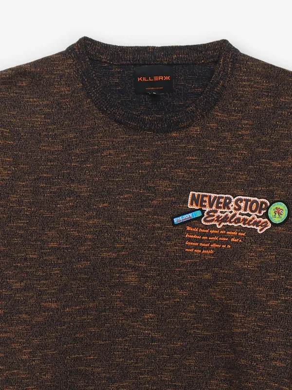 KILLER brown printed cotton t-shirt