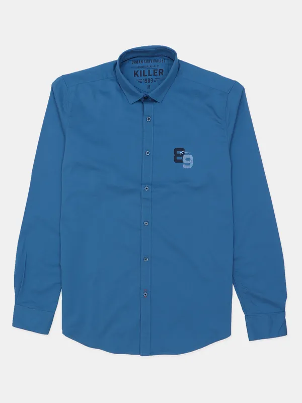 Killer casual wear printed blue shirt for men