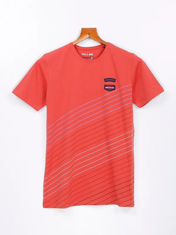 Killer orange cotton printed t shirt