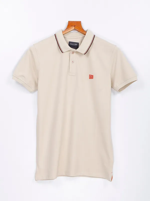 Killer cotton beige plain t shirt