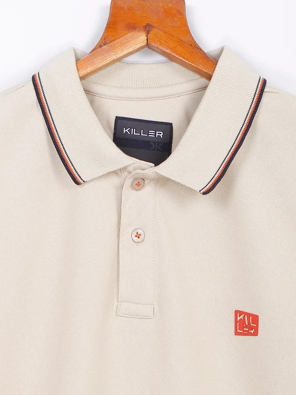 Killer cotton beige plain t shirt