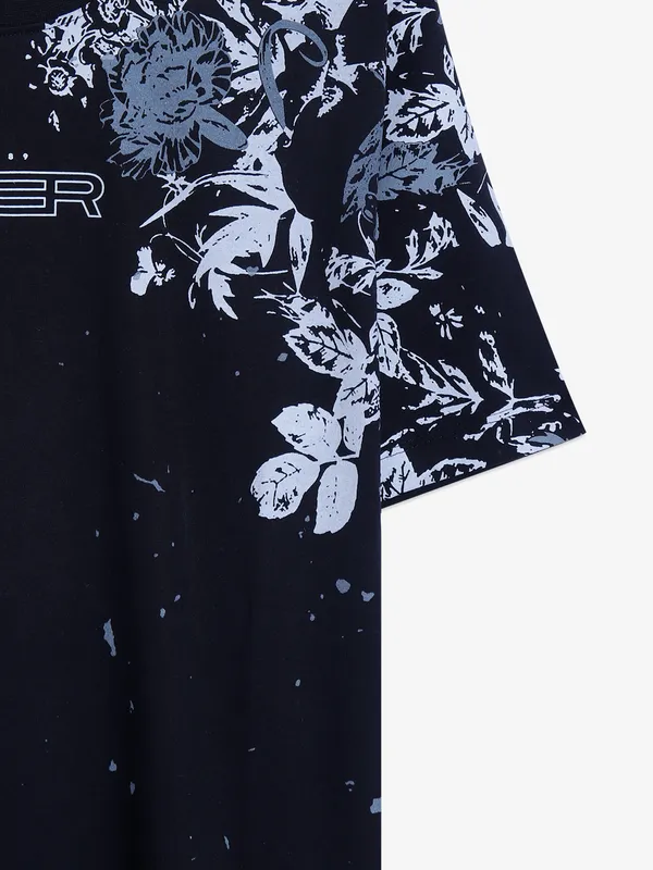 Killer cotton black t shirt for casual in printed