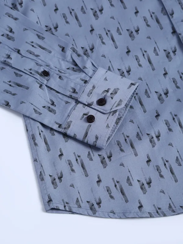 Killer cotton full sleeves grey printed shirt