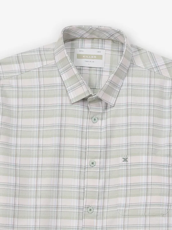 KILLER cotton pista green checks shirt