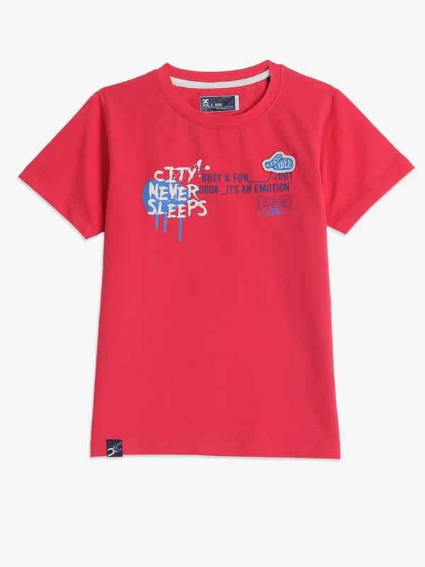 KILLER cotton red printed t-shirt