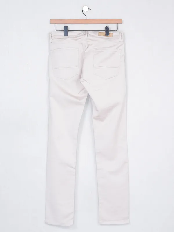 Killer cream color solid cotton trouser