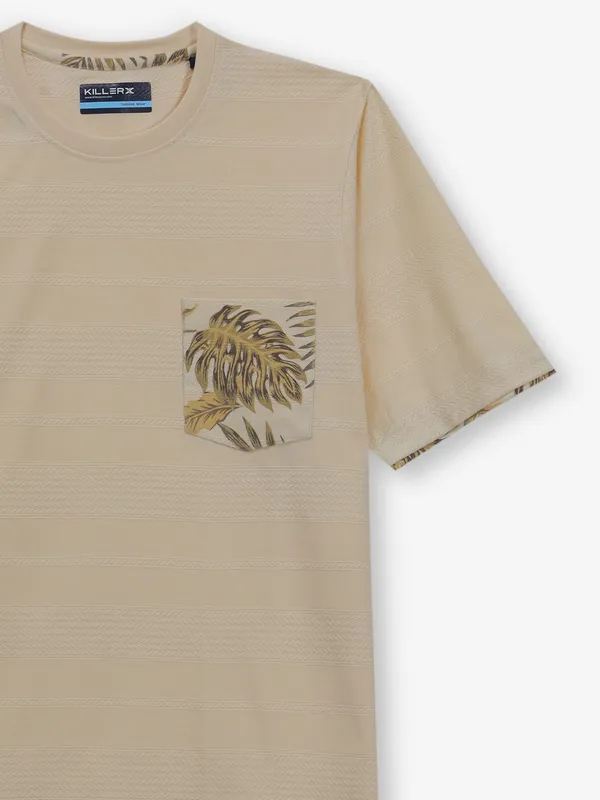 KILLER cream stripe cotton t-shirt