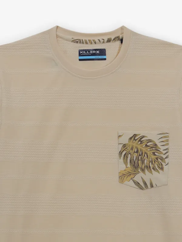 KILLER cream stripe cotton t-shirt