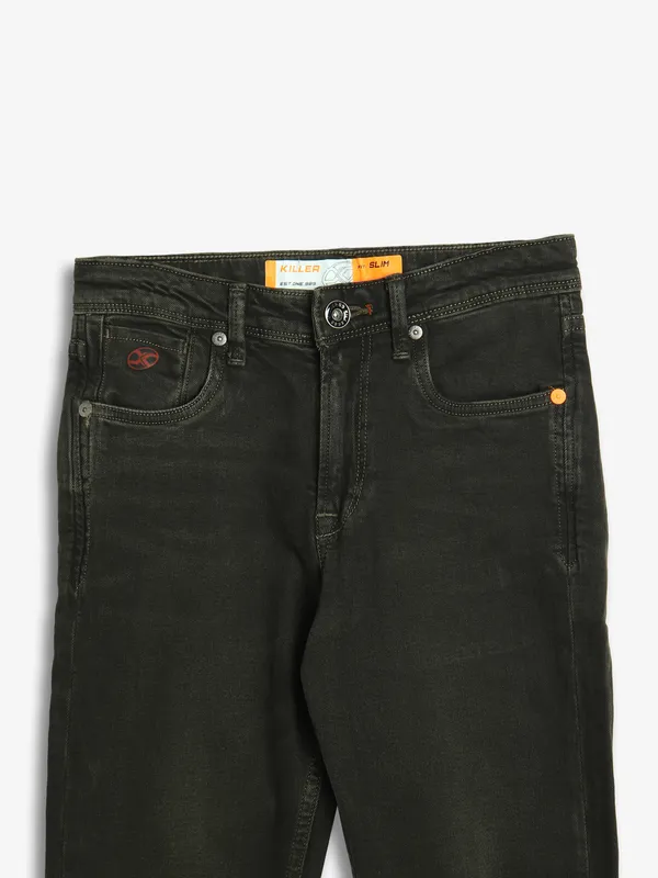 KILLER dark olive solid slim fit jeans