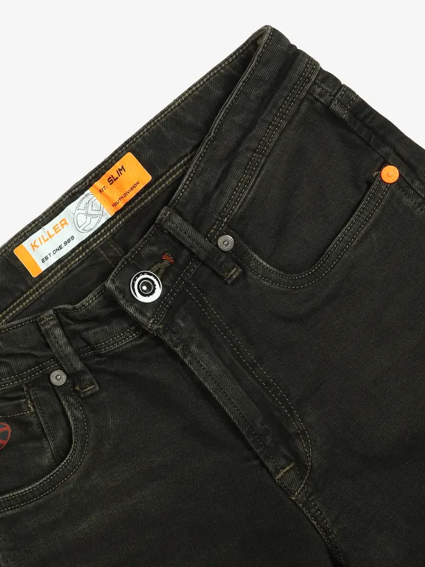 KILLER dark olive solid slim fit jeans