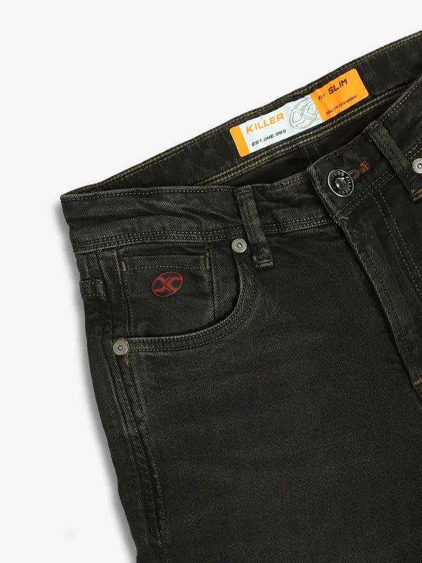 KILLER dark olive solid slim fit jeans