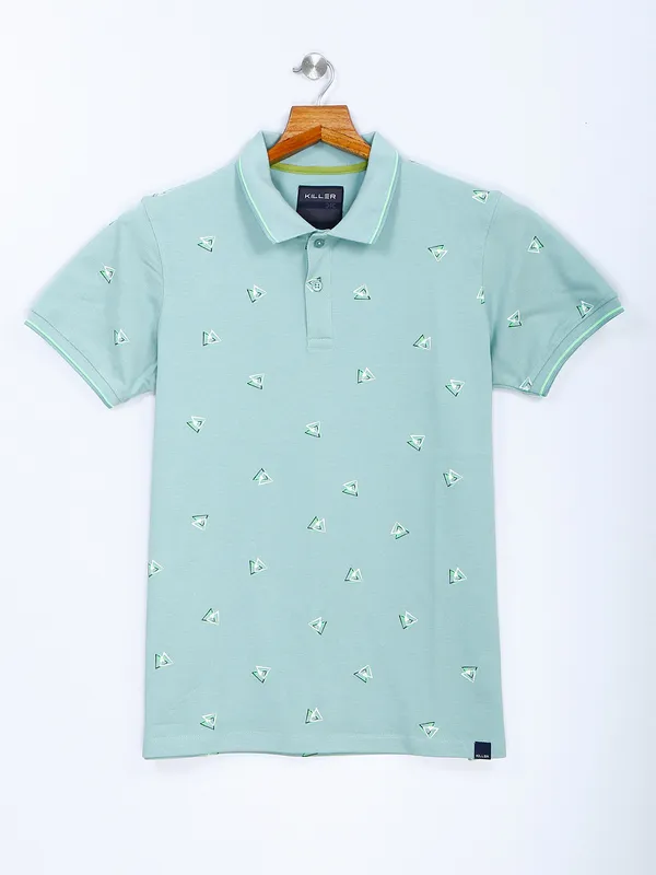 Killer green printed polo t shirt