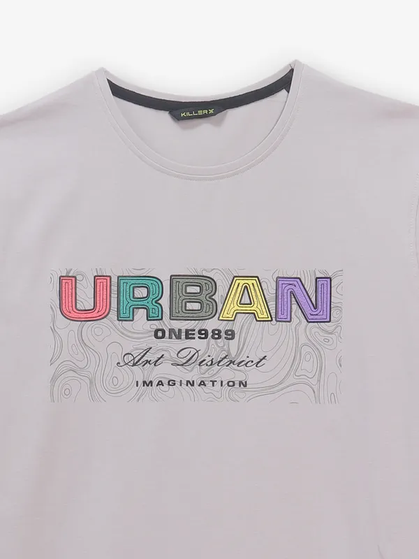 KILLER grey printed slim fit t-shirt