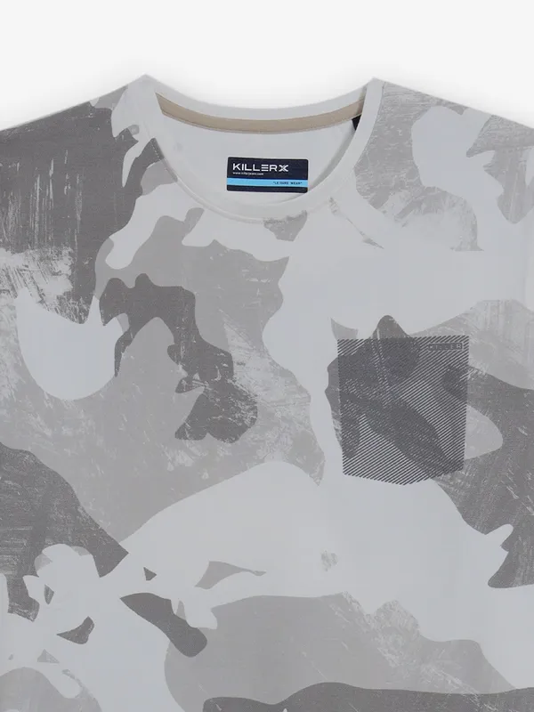 KILLER grey printed slim fit t-shirt for men