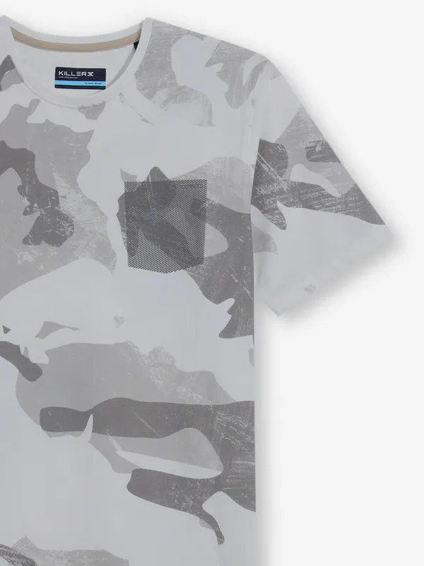 KILLER grey printed slim fit t-shirt for men