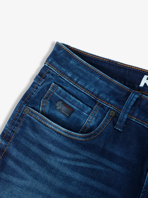 Killer indigo blue washed ankle fit jeans