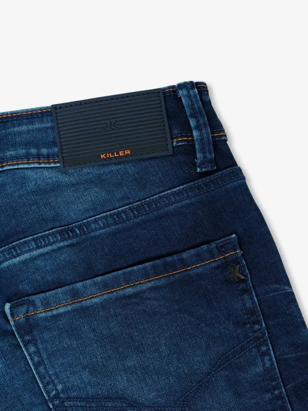 Killer indigo blue washed ankle fit jeans