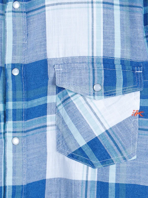 Killer light blue cotton checks shirt
