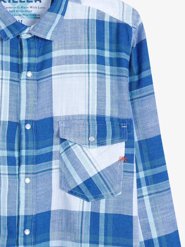 Killer light blue cotton checks shirt