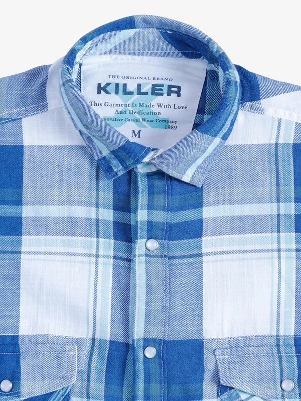 Killer light blue cotton checks shirt