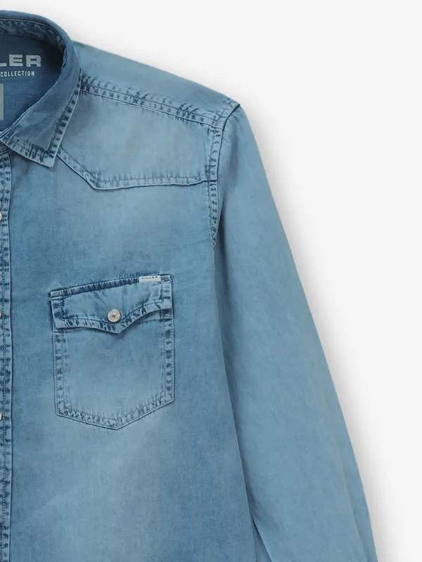 KILLER light blue washed denim shirt