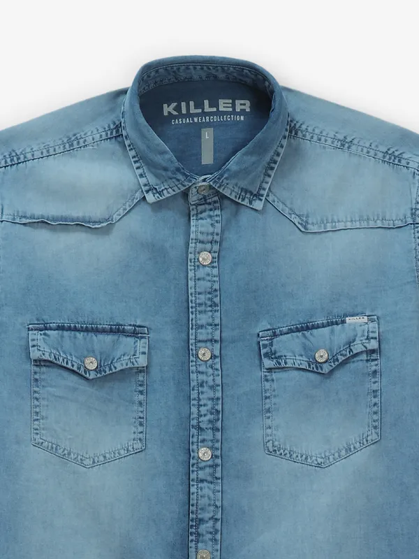 KILLER light blue washed denim shirt