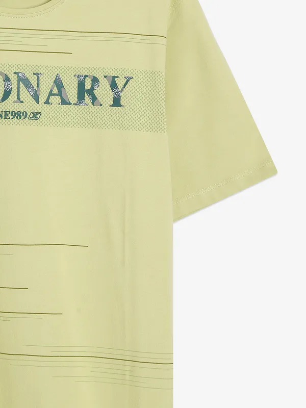 Killer light green cotton printed t shirt