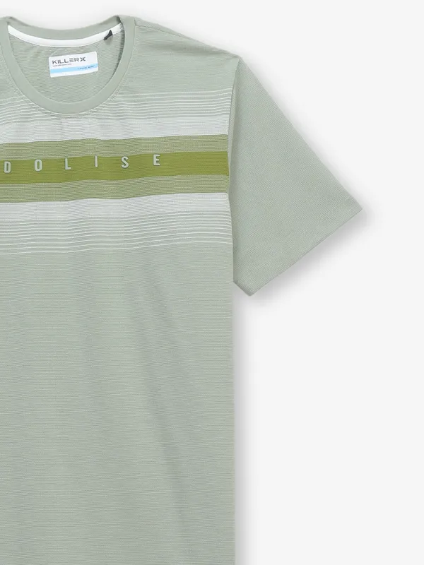 KILLER light green cotton slim fit t-shirt