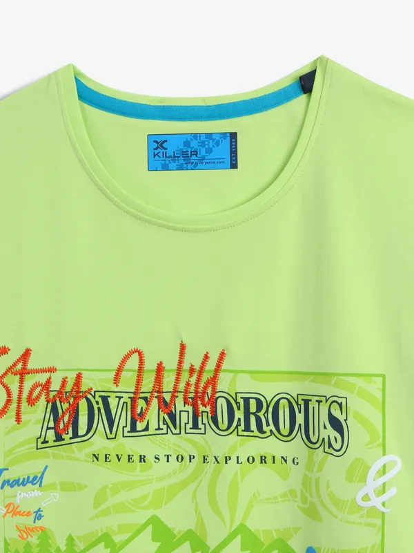 KILLER light green printed cotton t-shirt