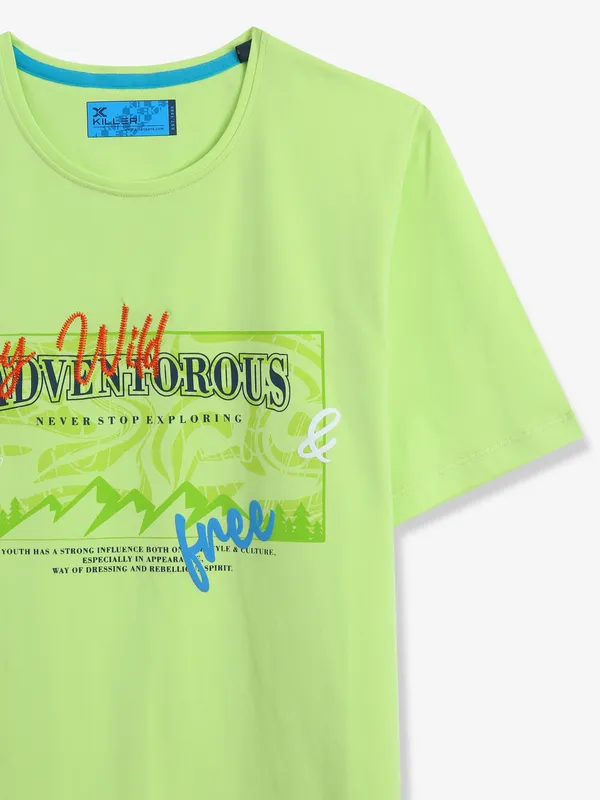 KILLER light green printed cotton t-shirt