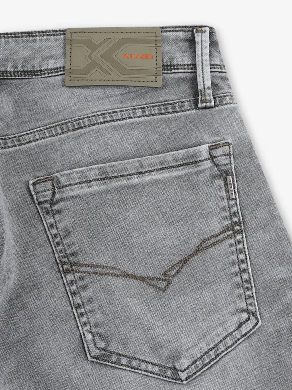 KILLER light grey washed slim fit denim
