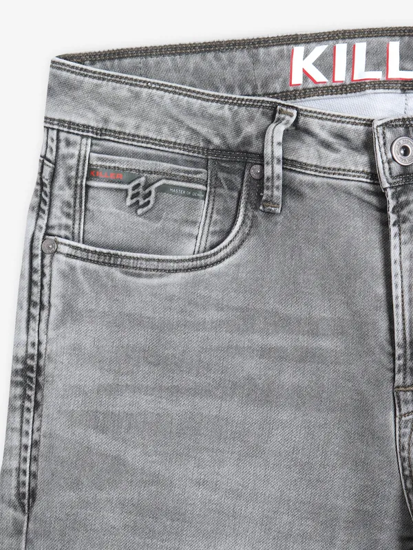 KILLER light grey washed slim fit denim
