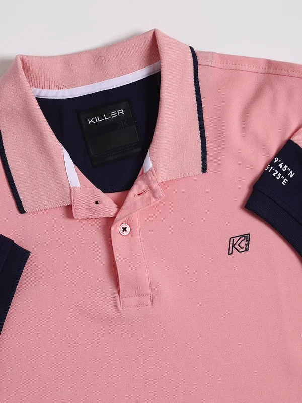 Killer light pink cotton polo t shirt