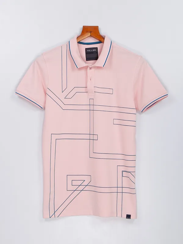 Killer light pink cotton printed t shirt