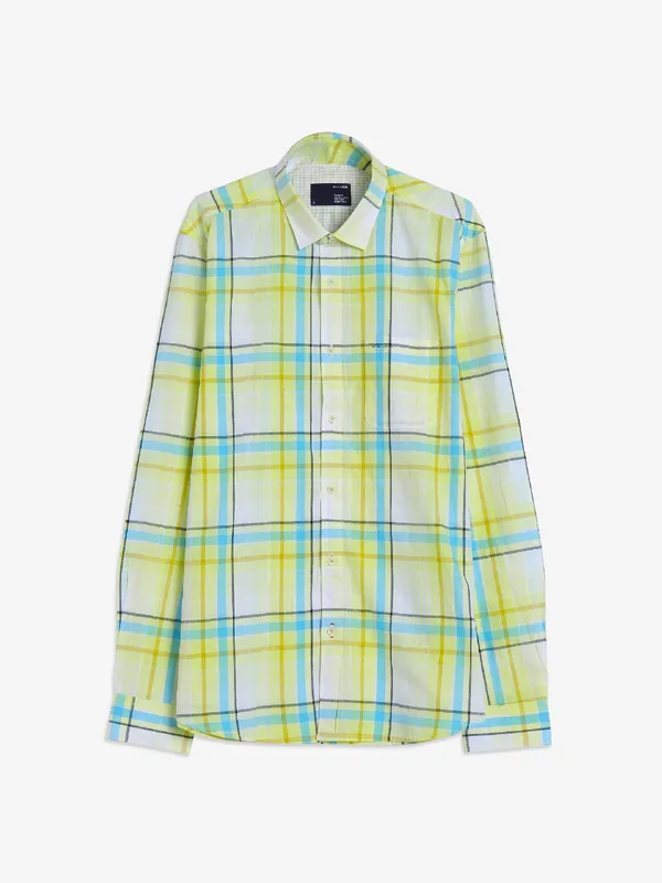 Killer light yellow checks cotton shirt