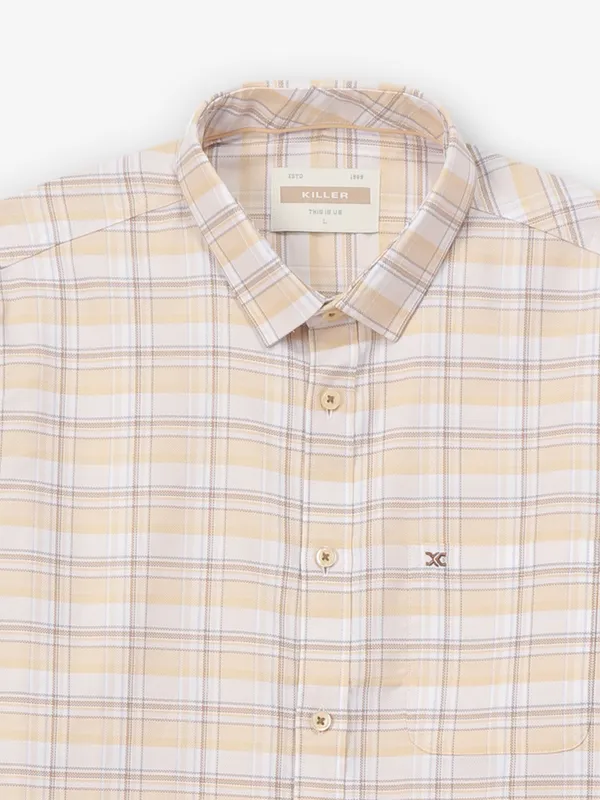KILLER lime yellow checks cotton casual shirt