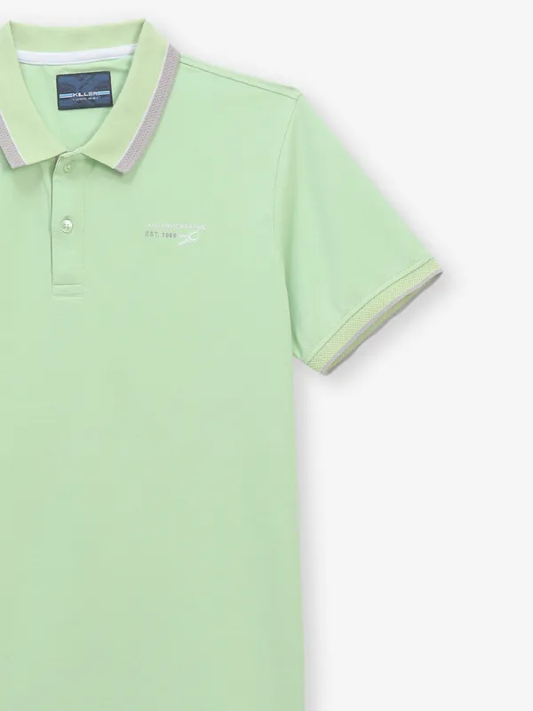 KILLER mint green cotton polo t-shirt