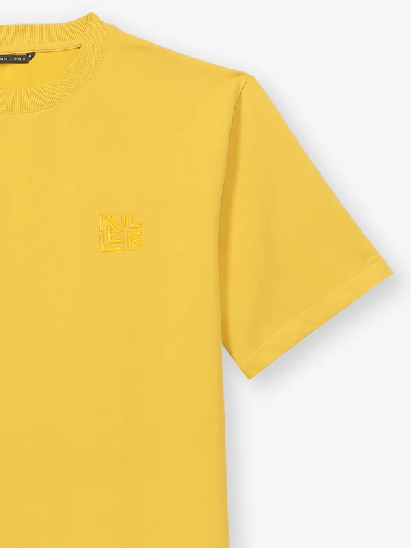KILLER mustard yellow plain cotton t-shirt