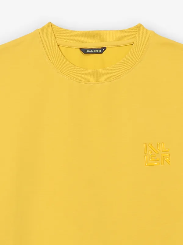 KILLER mustard yellow plain cotton t-shirt