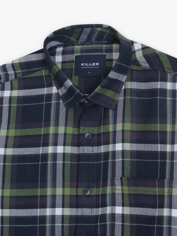 KILLER navy and green checks shirt