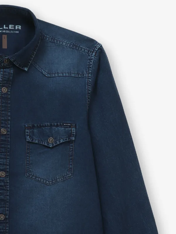KILLER navy indigo denim shirt