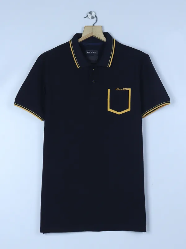Killer navy plain cotton polo t shirt