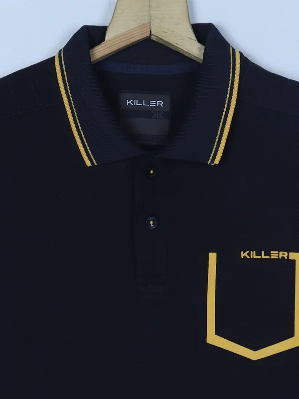 Killer navy plain cotton polo t shirt