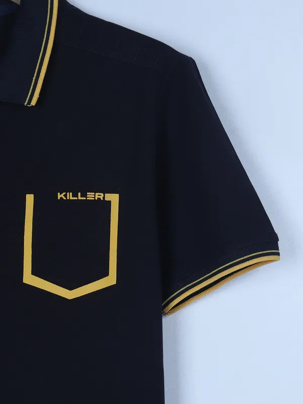 Killer navy plain cotton polo t shirt