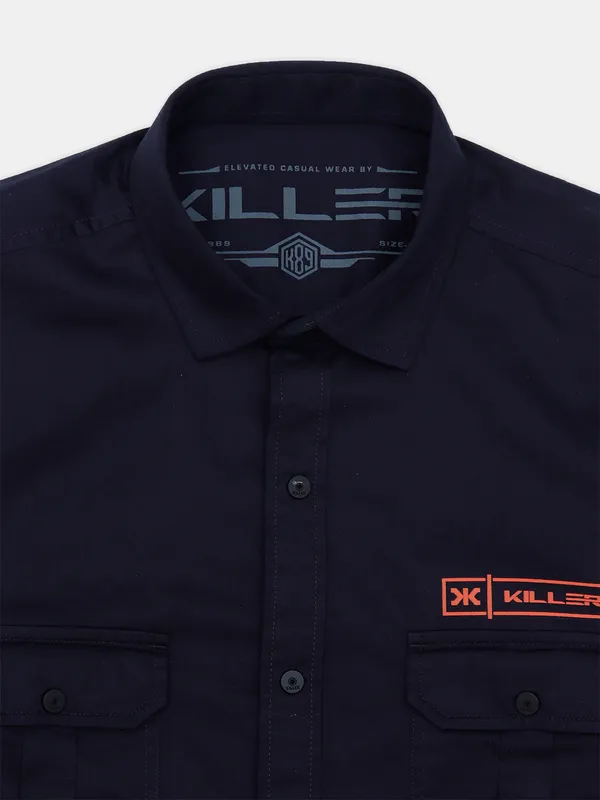 Killer navy printed cotton casual shirt