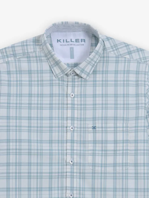 KILLER off-white checks cotton shirt