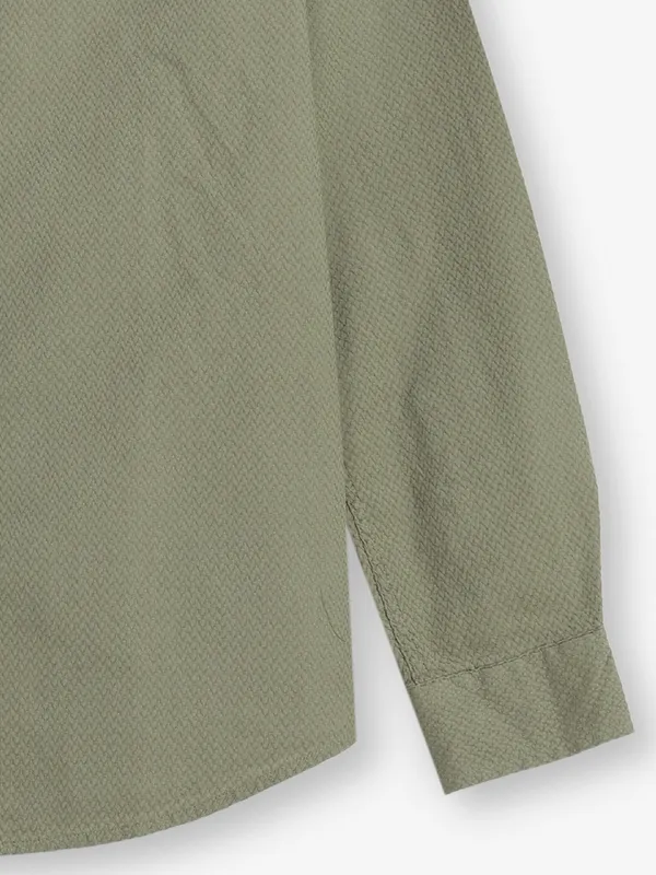 KILLER olive cotton plain shirt